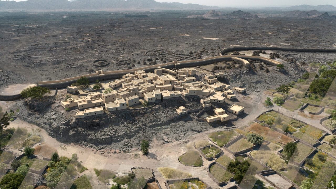 En digital genskabelse af den over 4.000 år gamle by. (Foto: Charloux et al., 2024, PLOS ONE, CC-BY 4.0)