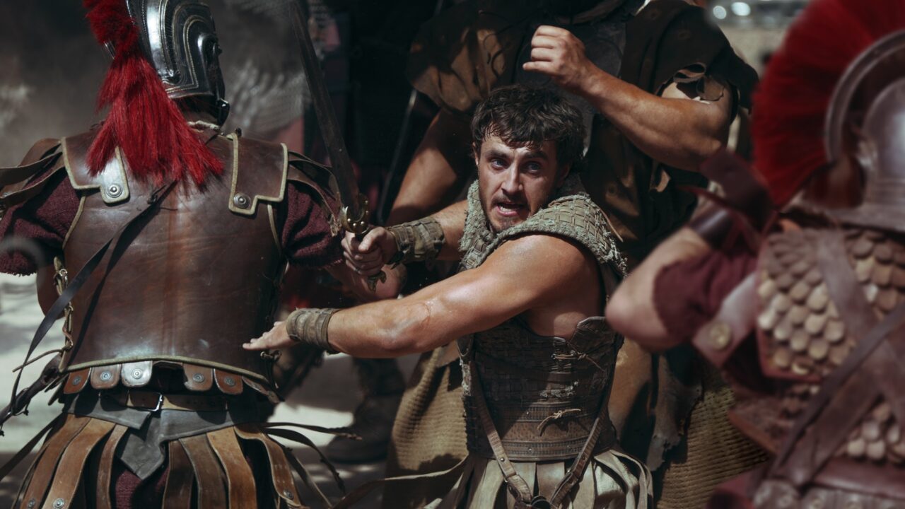 Et billede af Paul Mescal i Gladiator II i kamp. (Foto: United International Pictures / Paramount Pictures)