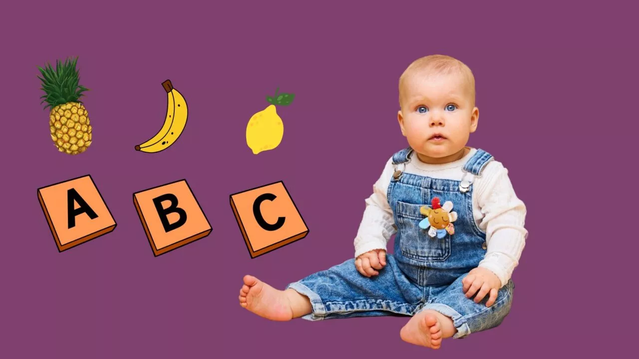 Illustration med barn og bogstaverne ABC