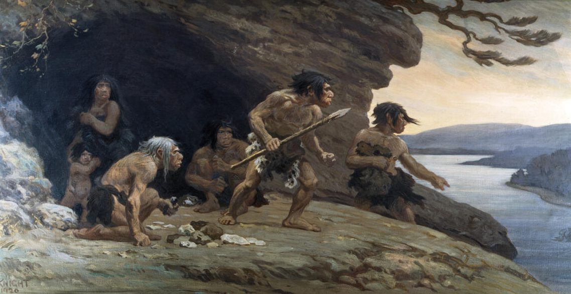 Neandertalere kommer ud af stengrotte