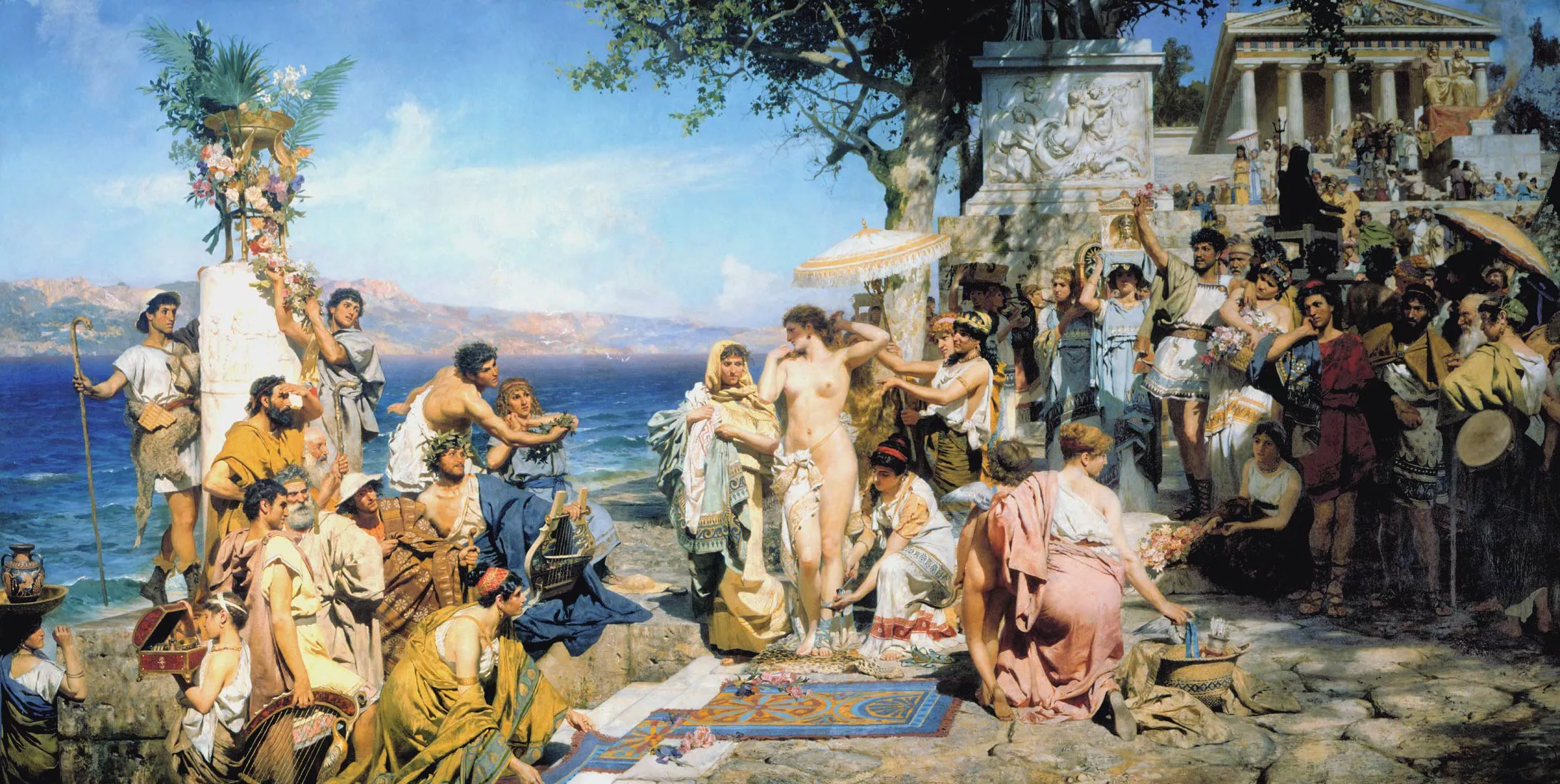 'Hetære ved fejringen af Poseidon i Eleusis' malet i 1889 af Henryk Siemiradzki