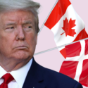 Trump foran Canadas og Danmarks flag