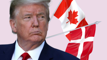 Trump foran Canadas og Danmarks flag