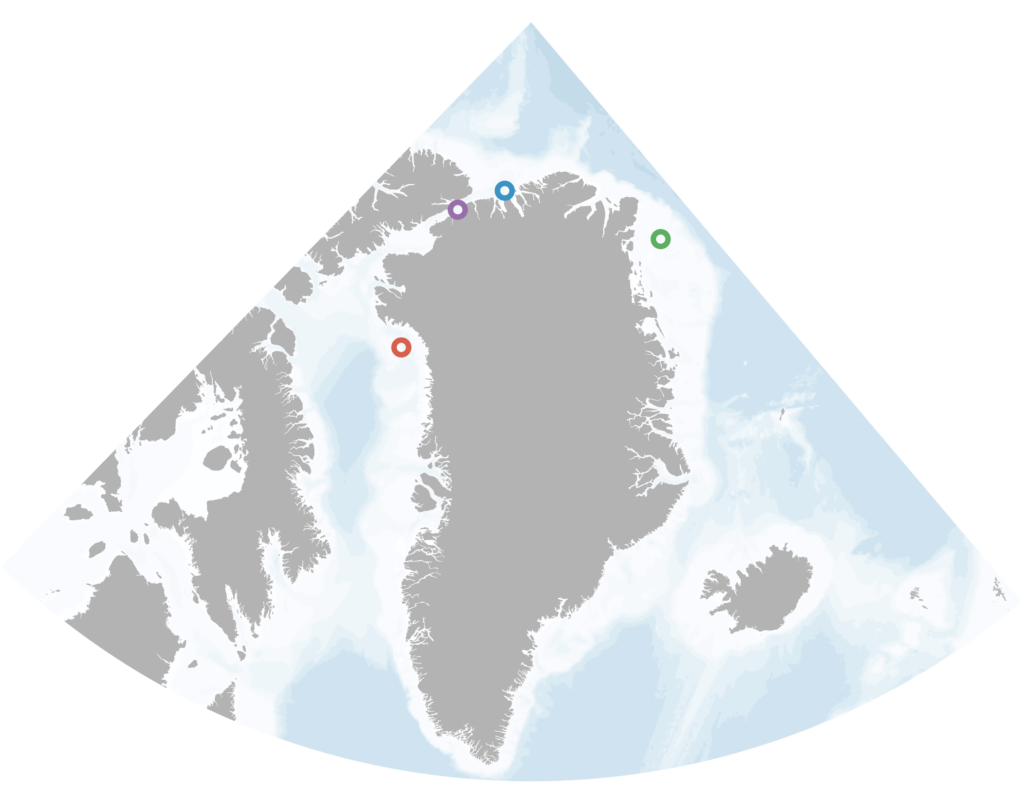 Kort over boringerne, som forskerholdet gennemførte. Illustration: Lennart Schreiber.