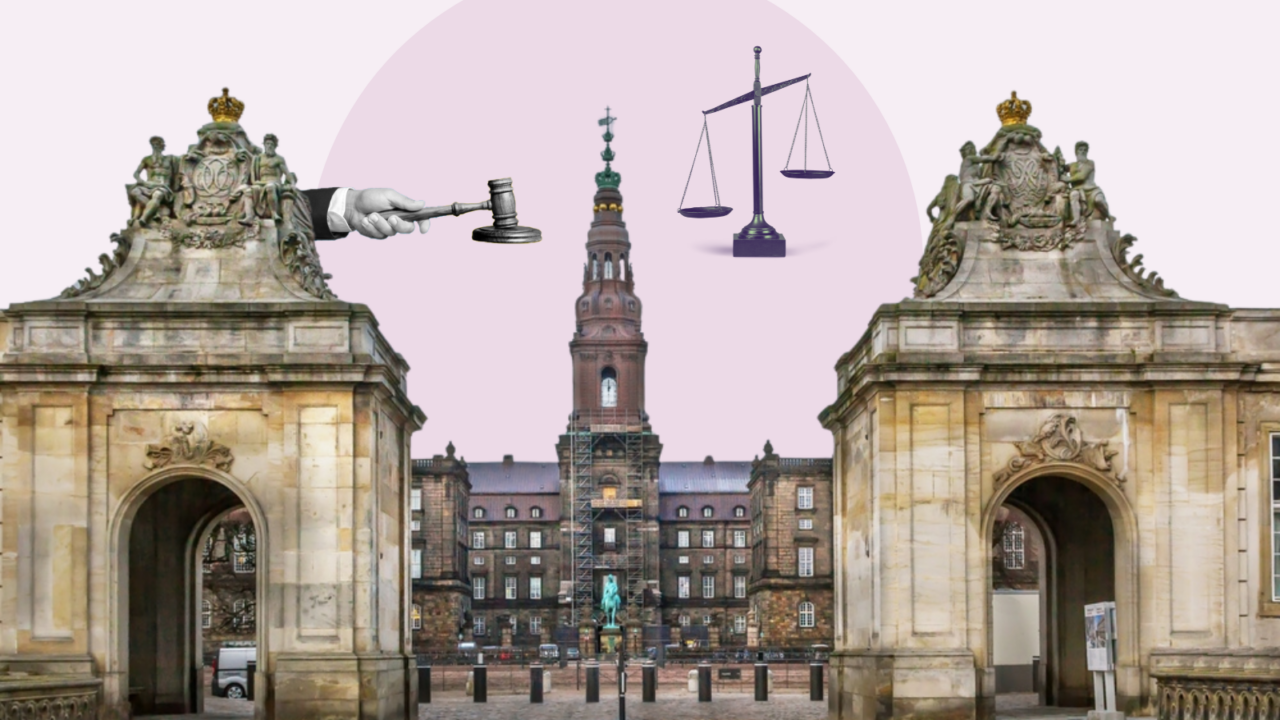 foto af Christiansborg med let collage