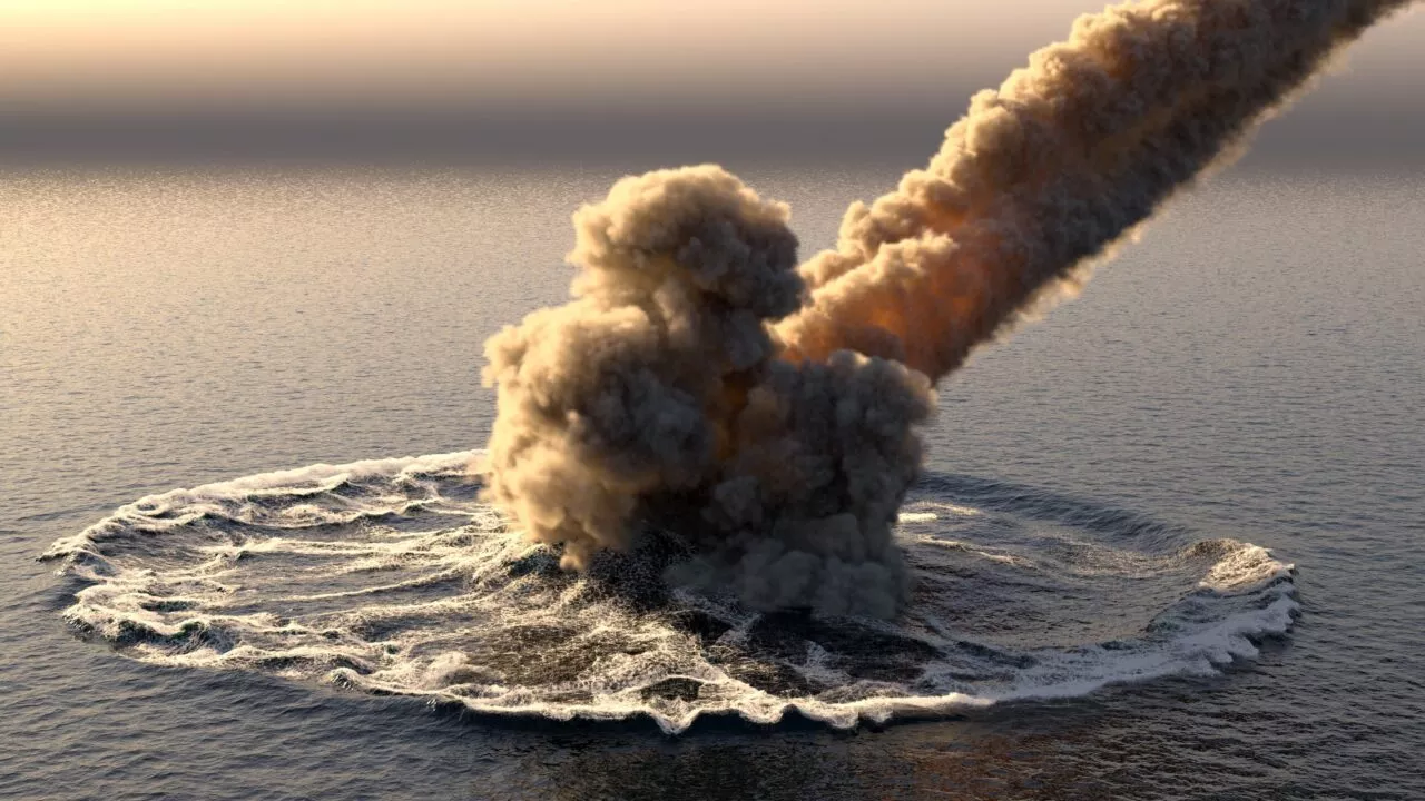 Illustration af meteornedslag i havet. (Illustration: Shutterstock)